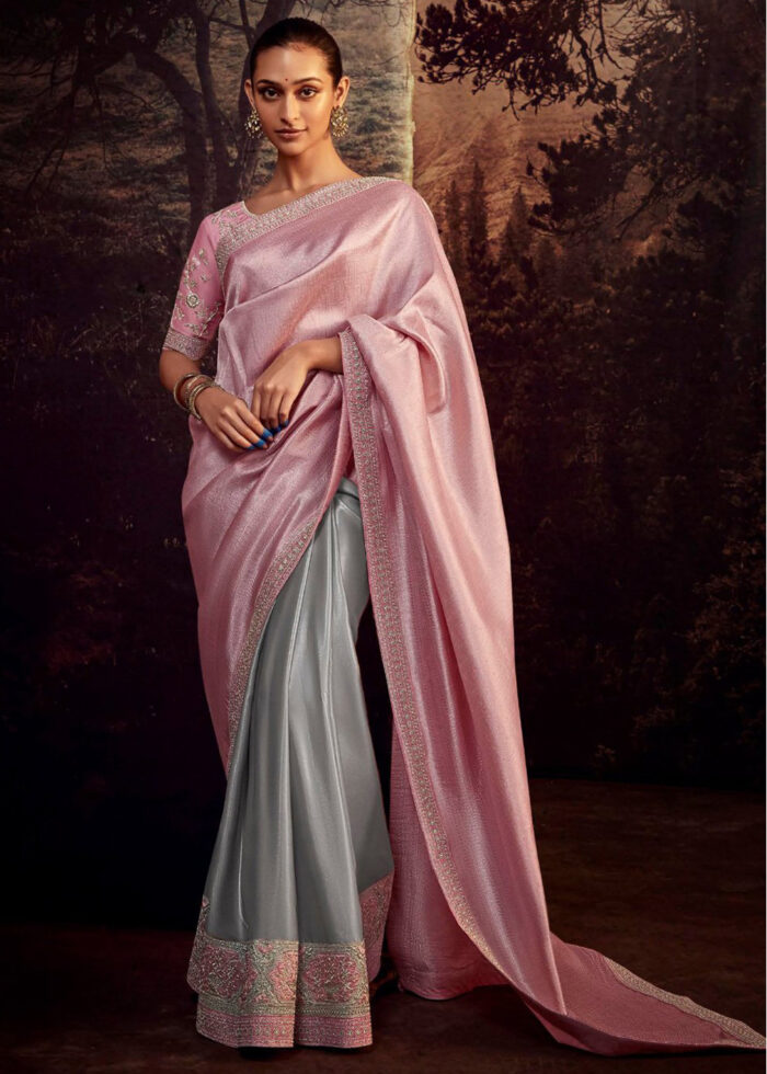 Marathi Look Saree:Separate Blouse Piece: | Small Border Saree: Paithani  Type Saree: |Aura Silk Saree .Party Wear Saree: |Girls and Women wear  Saree:|