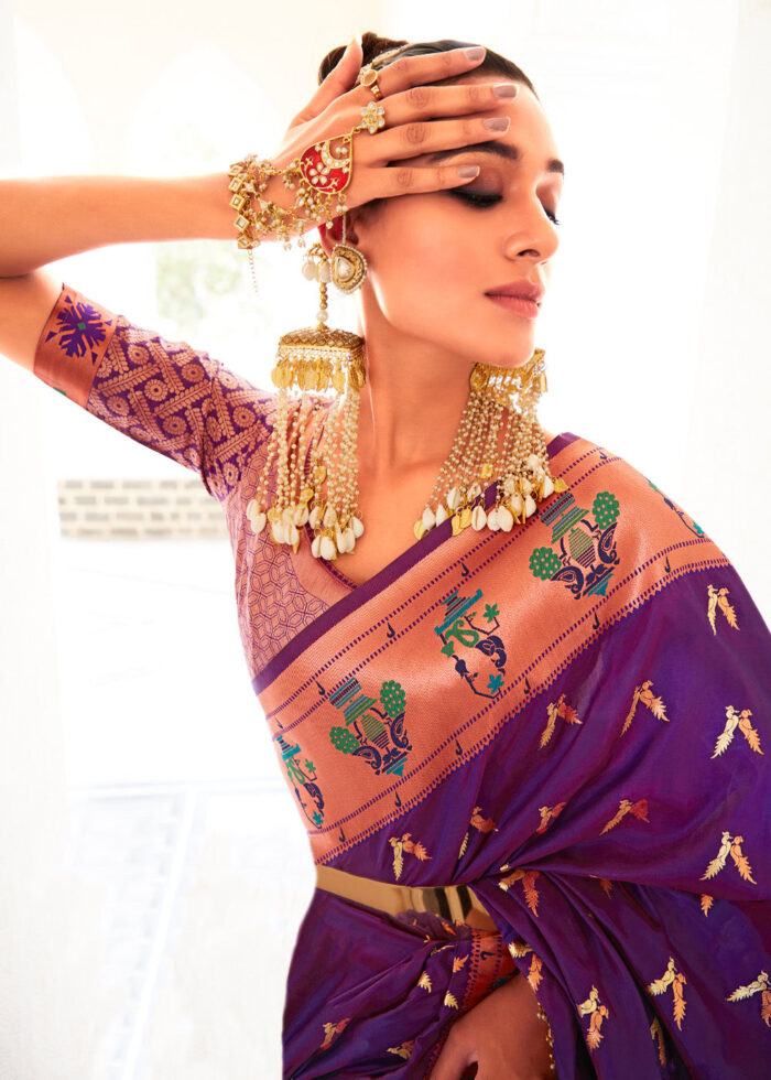 Buy Wine Sarees for Women by Indie Picks Online | Ajio.com